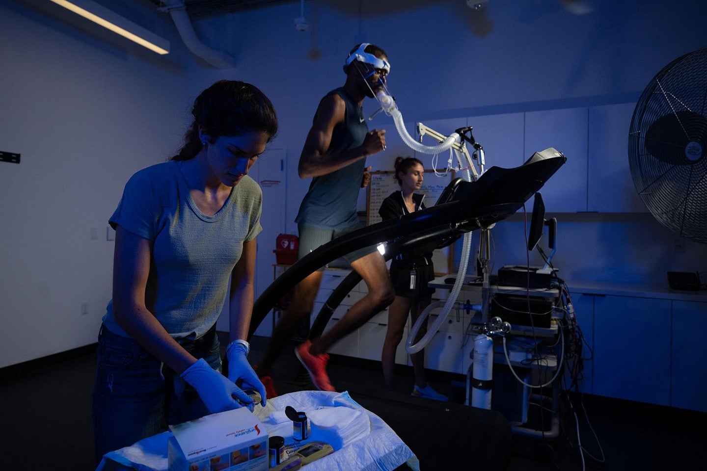 scientific data is collected while a person runs on a treadmill