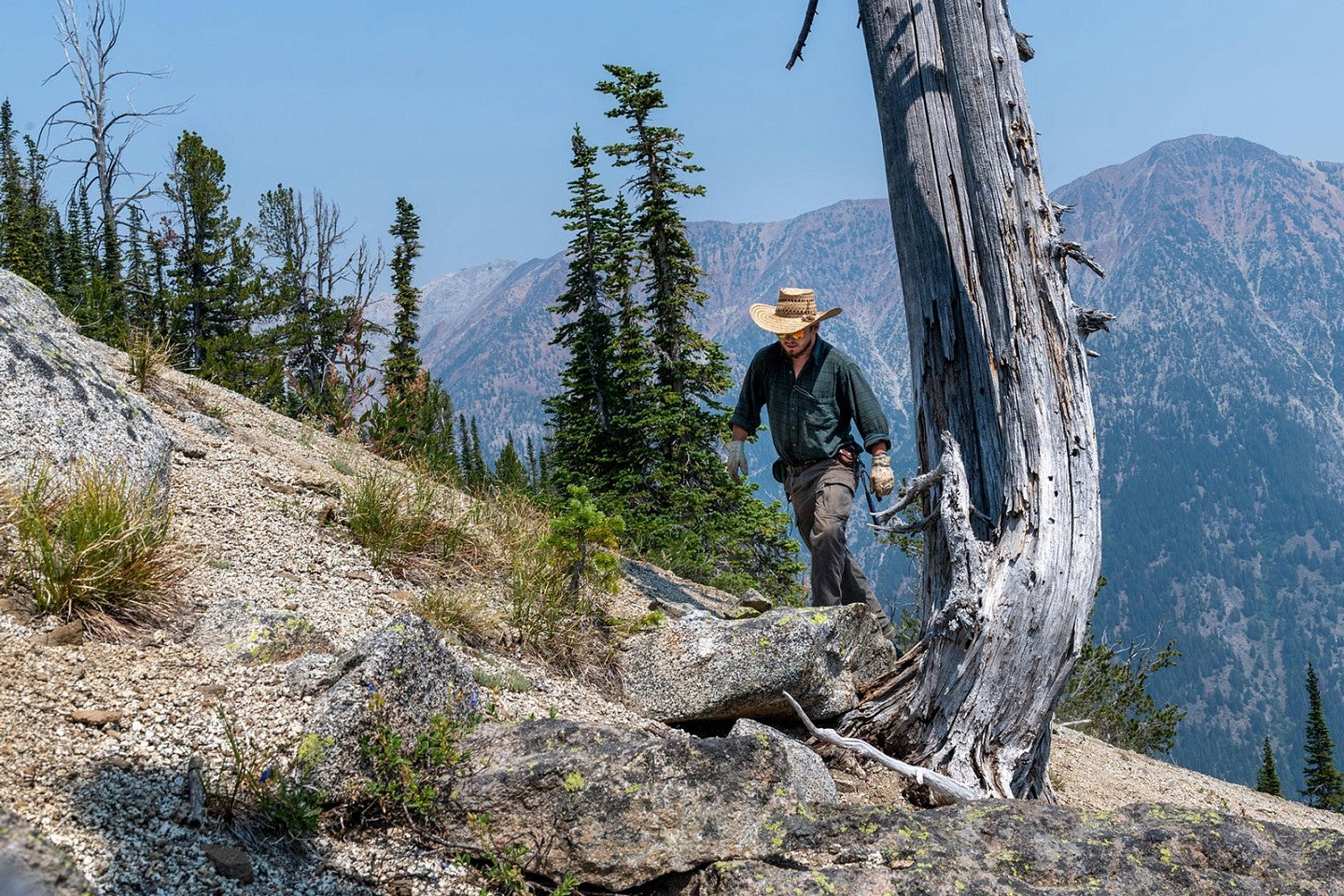 a person hiking in the Wallowa mountains